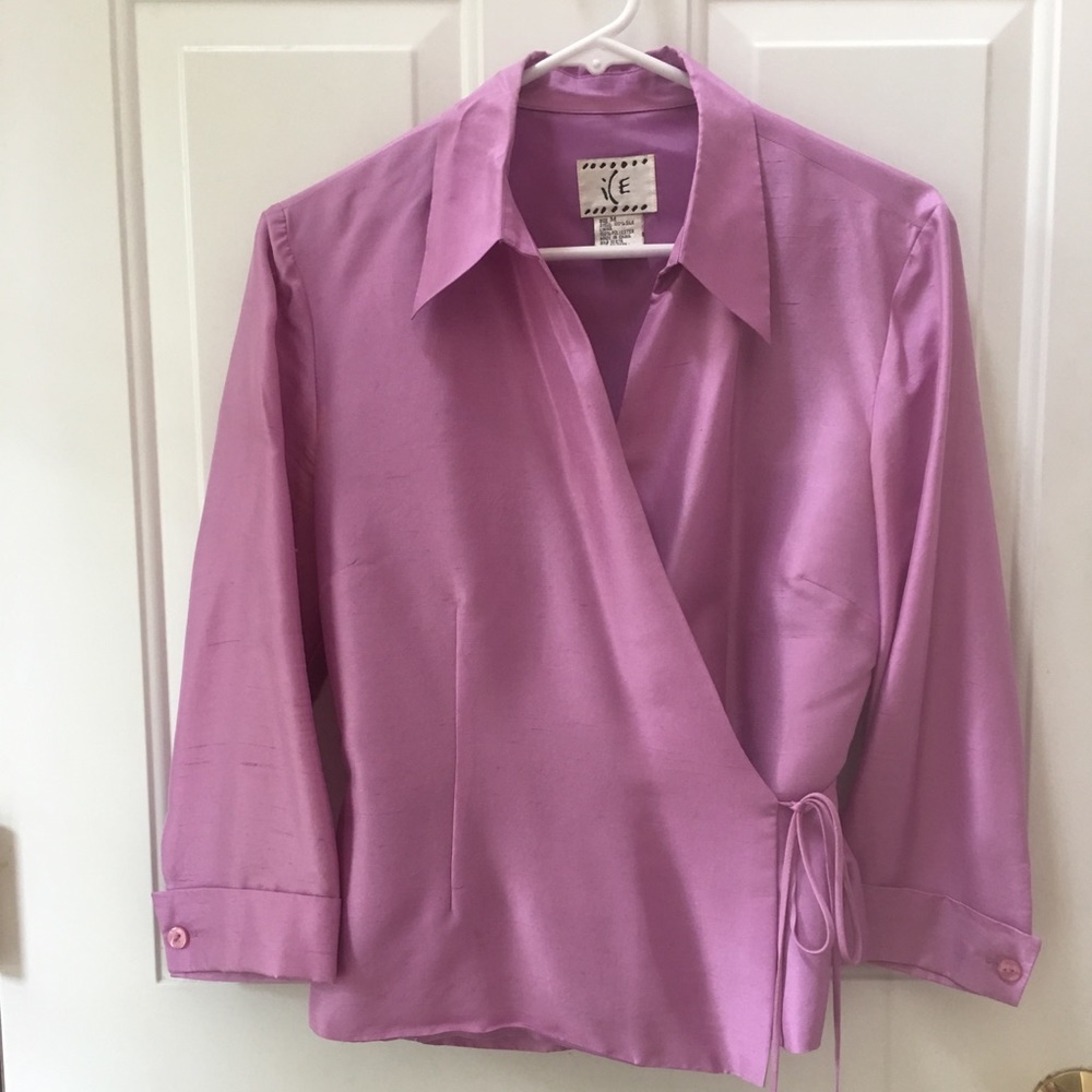 Silk, side tie wrap top